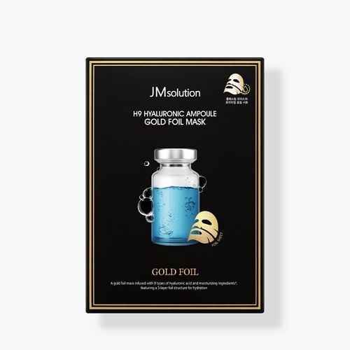 Ампульна зволожуюча маска для обличчя з гіалуроновою кислотою JMsolution H9 Hyaluronic Ampoule Gold Foil Mask, 35ml JM1016 фото