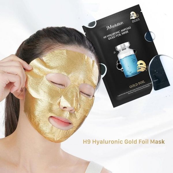 Ампульна зволожуюча маска для обличчя з гіалуроновою кислотою JMsolution H9 Hyaluronic Ampoule Gold Foil Mask, 35ml JM1016 фото