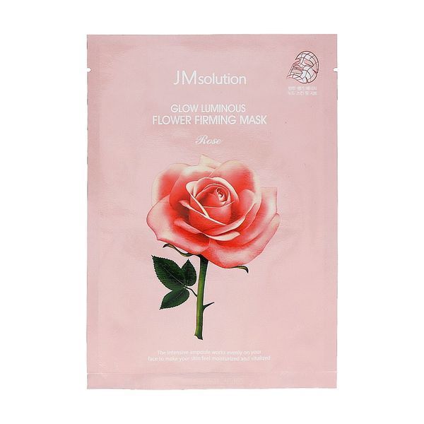 Тканинна маска для обличчя з екстрактом дамаської троянди JMsolution Glow Luminous Flower Firming Mask, 1шт JM1017 фото