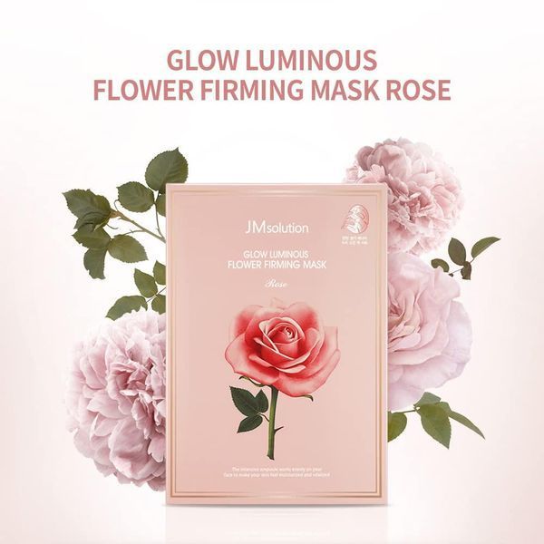 Тканинна маска для обличчя з екстрактом дамаської троянди JMsolution Glow Luminous Flower Firming Mask, 1шт JM1017 фото
