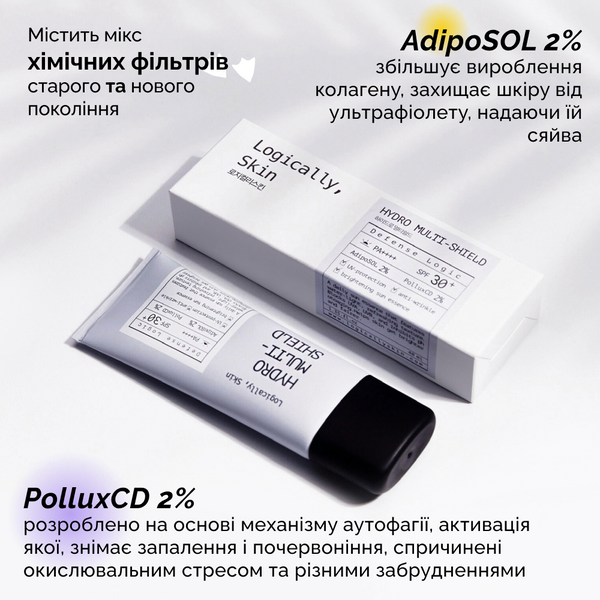 Зволожувальний сонцезахисний флюїд для обличчя Logically, Skin Hydro Multi-Shield Sun Essence SPF30 / PA++++ LS1001 фото