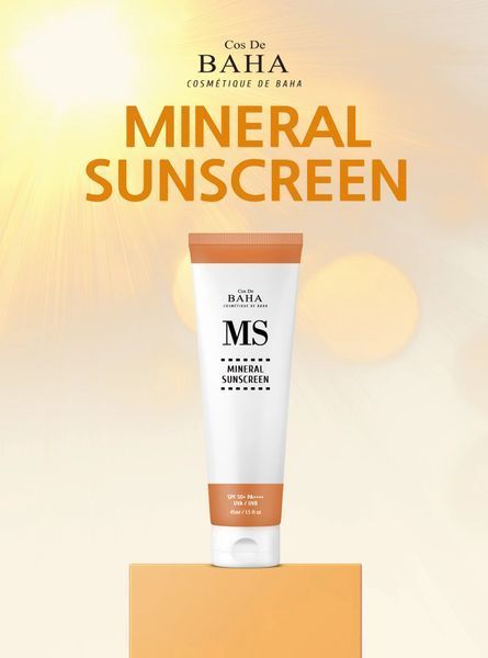 Мінеральний санскрін SPF 50 COS DE BAHA Mineral Sunscreen SPF 50+ PA++++ 45 мл CDB1018 фото
