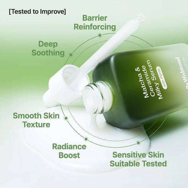 Відновлююча сироватка з матчею та церамідами BY WISHTREND Matcha & Ceramide Milky Serum 30 мл BW1024 фото