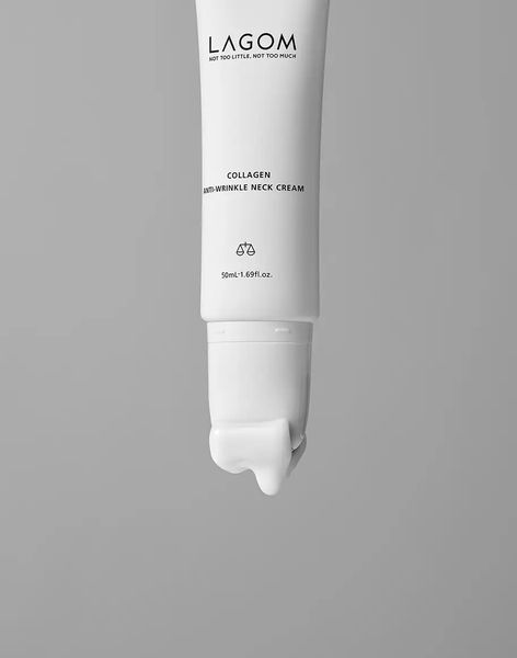 Крем для шиї та декольте з роликовим аплікатором LAGOM Collagen Anti-Wrinkle Neck Cream 50 мл LA1004 фото