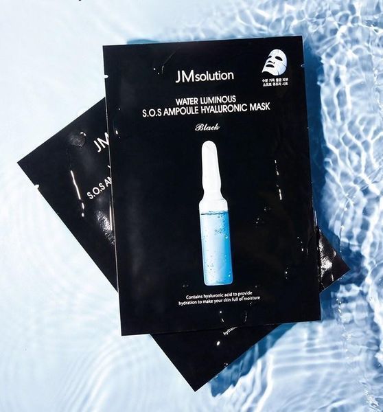 Ультратонка маска ампульна JMsolution Water Luminous S.O.S Ampoule Hyaluronic Mask Plus Black JM1015 фото